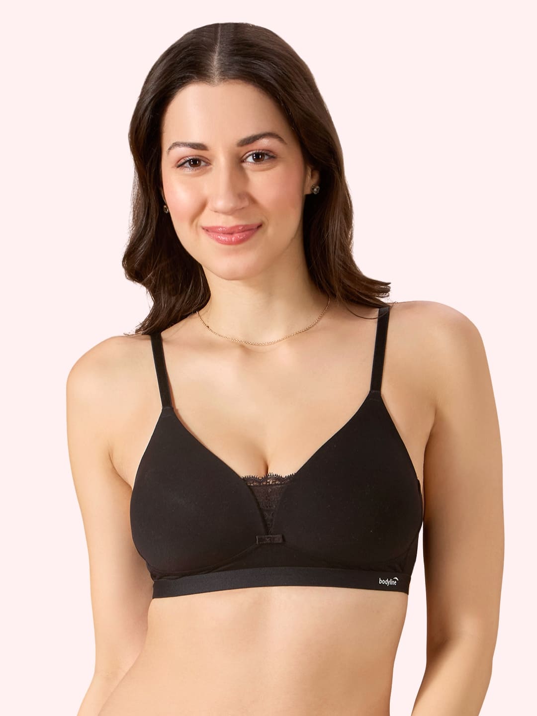 Cove Everyday Cotton Bra – Lightly Padded, Wire-Free, Lace Front, Designer Straps & Full Support Underband